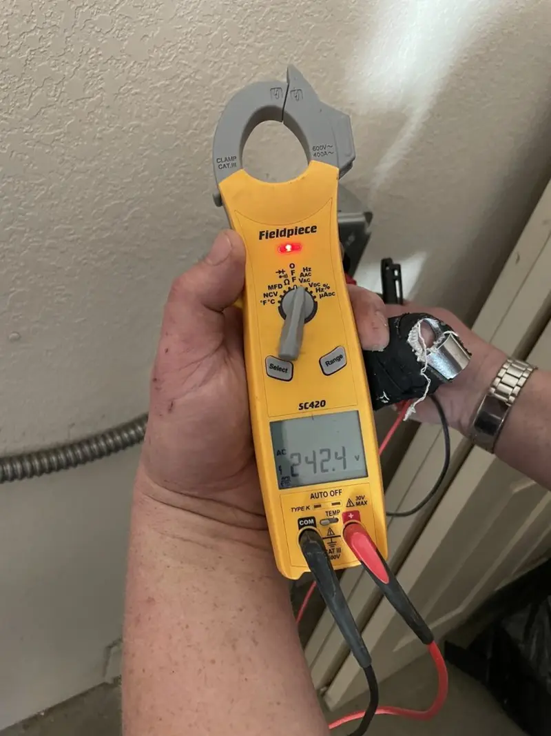 Voltage testing with clamp meter during Hot Tub / Pool Electrical Wiring in Chehalis